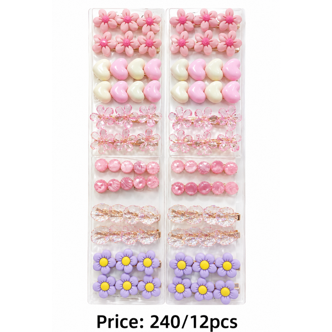 PACK OF 12 PINK KOREAN CLIP