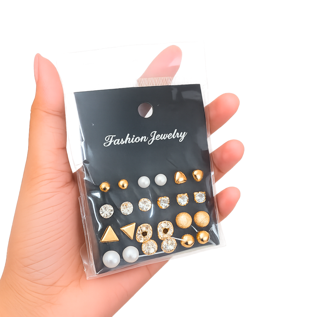 12 Pair Fashion Stud Earring Set