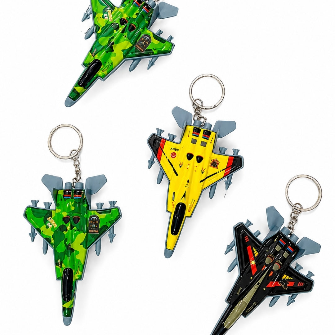 Mini Fighter Jet Push Back Keychain Toys