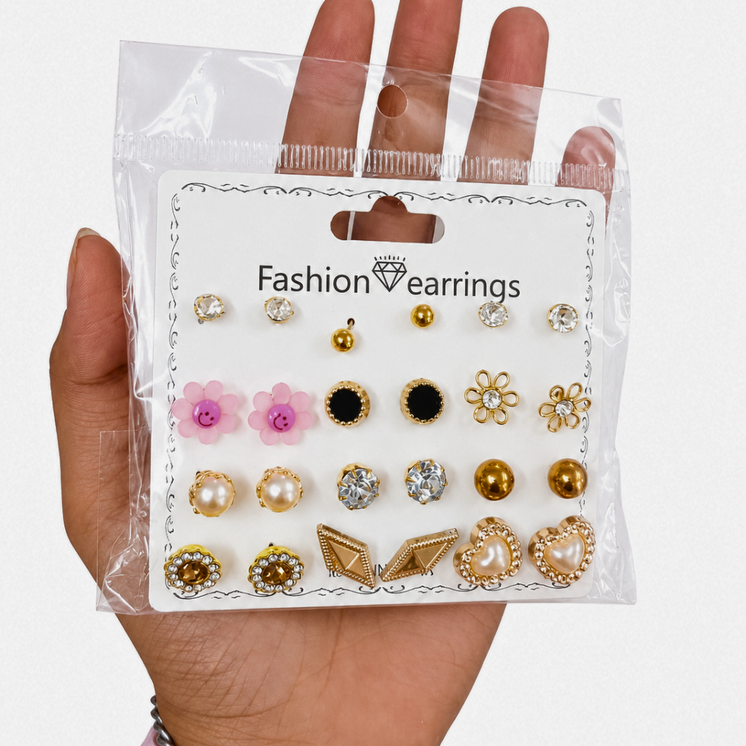 12 Set Fashion Earrings Combo
