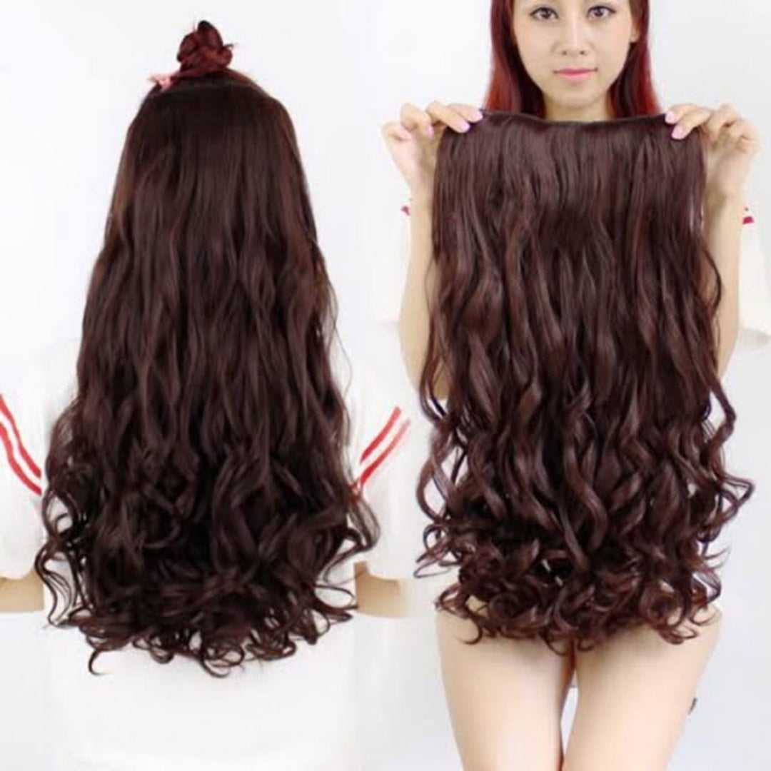 Curly Burgundy Hair Extension Pack of 1 Pc – 5 Clip Hair Extension | Wholesale Price ₹180per Piece