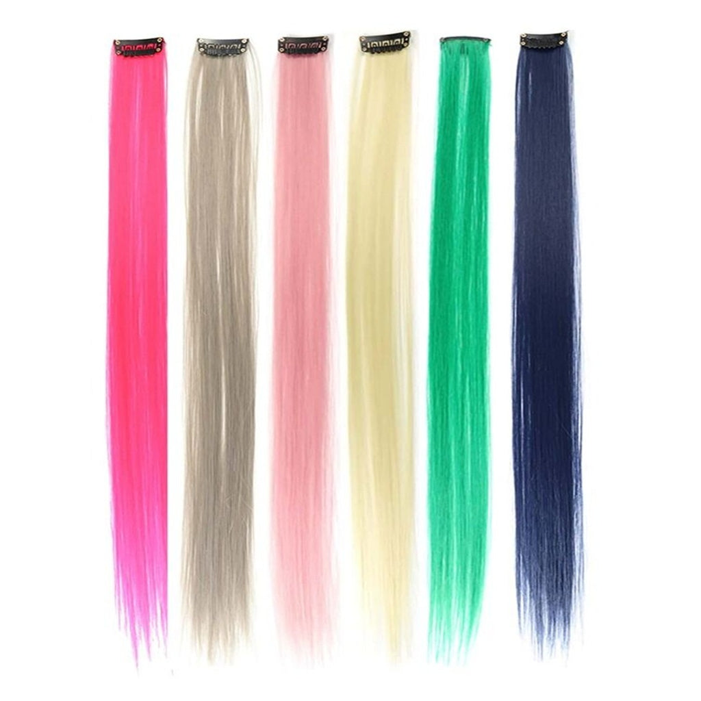 One Clip Hair Extension Pack of 12 Pcs – 12 Random Colours | Wholesale Price ₹480 per Dozen