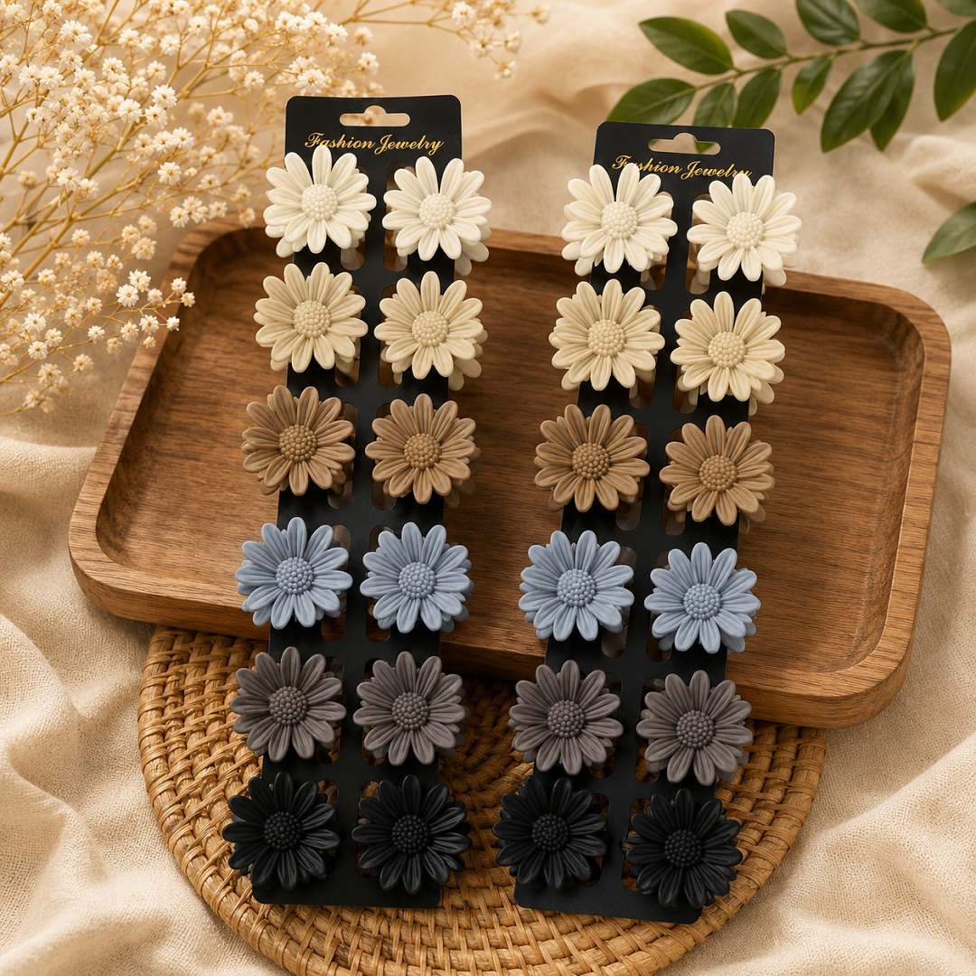 Sunflower Hair Claw Clips Pack of 24 Pcs – Stylish Floral Hair Clutcher | Wholesale Price ₹240 per Pack