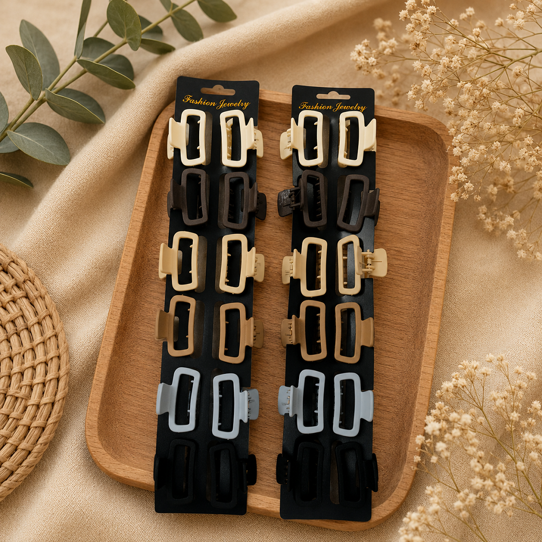 Matte Rectangle Hair Claw Clips Pack of 24 Pcs – Minimalist Korean Style Hair Clutcher | Wholesale Price ₹240 per Pack