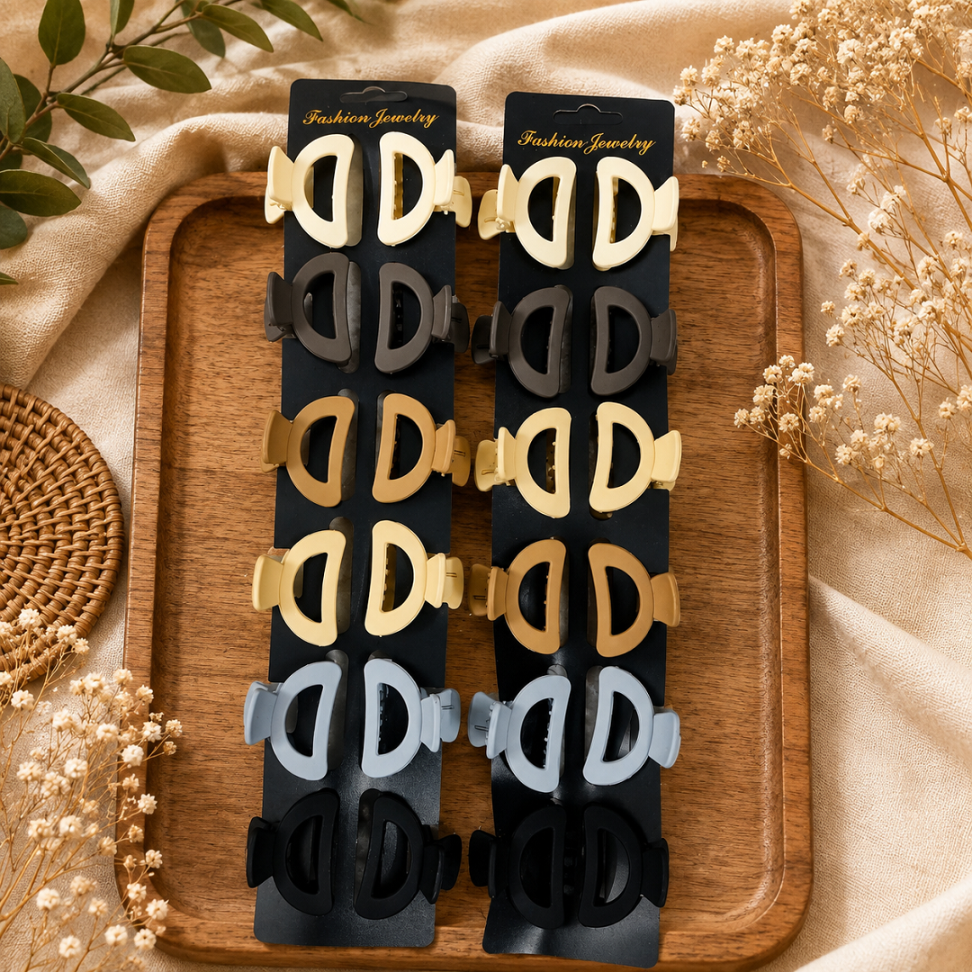 D Shape Hair Claw Clips Pack of 24 Pcs – Stylish Matte Hair Clutcher | Wholesale Price ₹240 per Pack