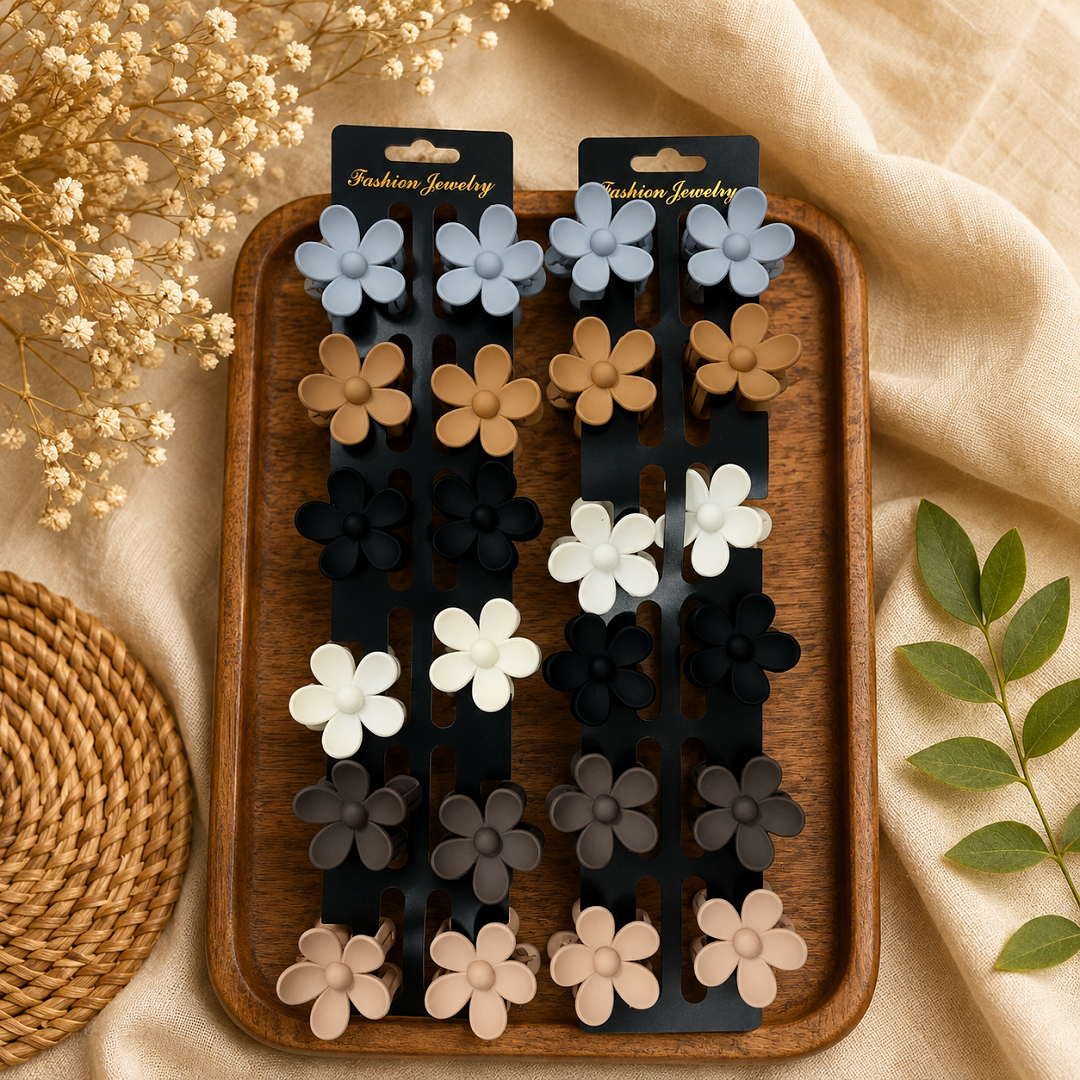 Flower Hair Claw Clips Pack of 24 Pcs – Stylish Floral Hair Clutcher | Wholesale Price ₹240 per Pack