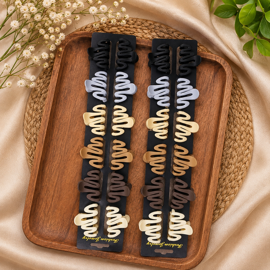Zigzag Hair Claw Clips Pack of 24 Pcs – Trendy Hair Clutcher | Wholesale Price ₹240 per Pack