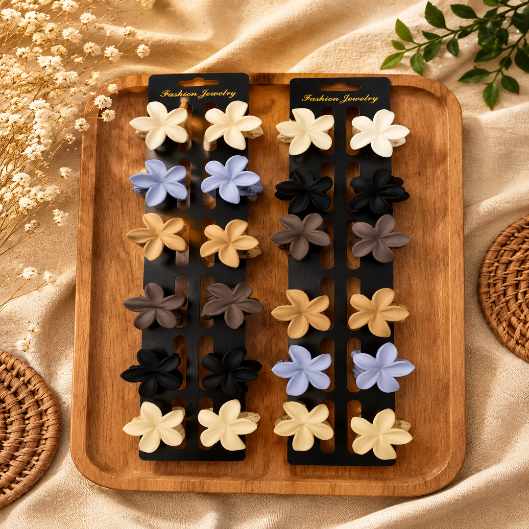 Flower Shape Hair Claw Clips Pack of 24 Pcs – Premium Hair Clutcher | Wholesale Price ₹240