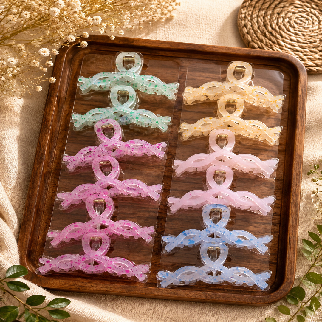 Pastel Speckle Hair Claw Clips Pack of 12 Pcs – Premium Hair Clutcher | Wholesale Price ₹120 per Dozen