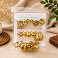 Gold Plated Fashion Earrings Combo – Pack of 9 Pairs | Wholesale Price ₹180