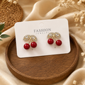 Cherry Red Stud Earrings – Pair of 6 Pcs | Wholesale Price ₹324