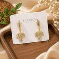 Golden Zircon Leaf Drop Earrings – Pack of 6 Pairs | Wholesale Price ₹372
