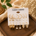 Premium Multi Hoop Earrings Set – Pack of 3 Pairs | Gold & Pearl Design | Wholesale Price ₹360 (Pack of 3 Sets)