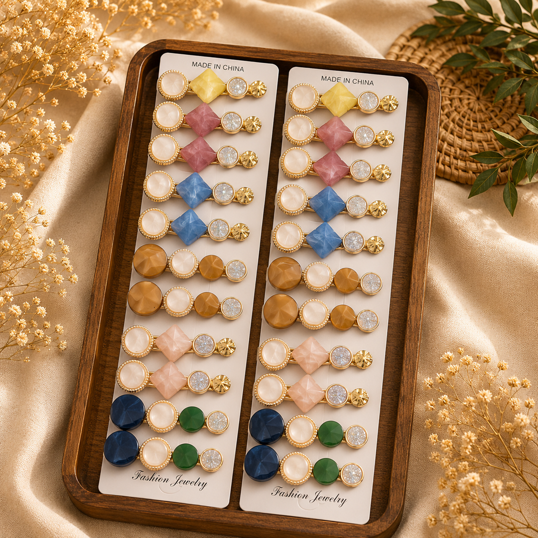 Korean Hair Clips – Pack of 12 Pairs | Wholesale Price ₹240