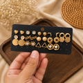 Premium 14 Pair Multi Design Gold Earrings Set | Wholesale Price ₹270 (Pack of 3 Sets)