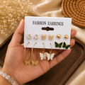 Premium 6 Pair Butterfly & Crystal Earrings Set | Wholesale Price ₹258 (Pack of 3 Sets)