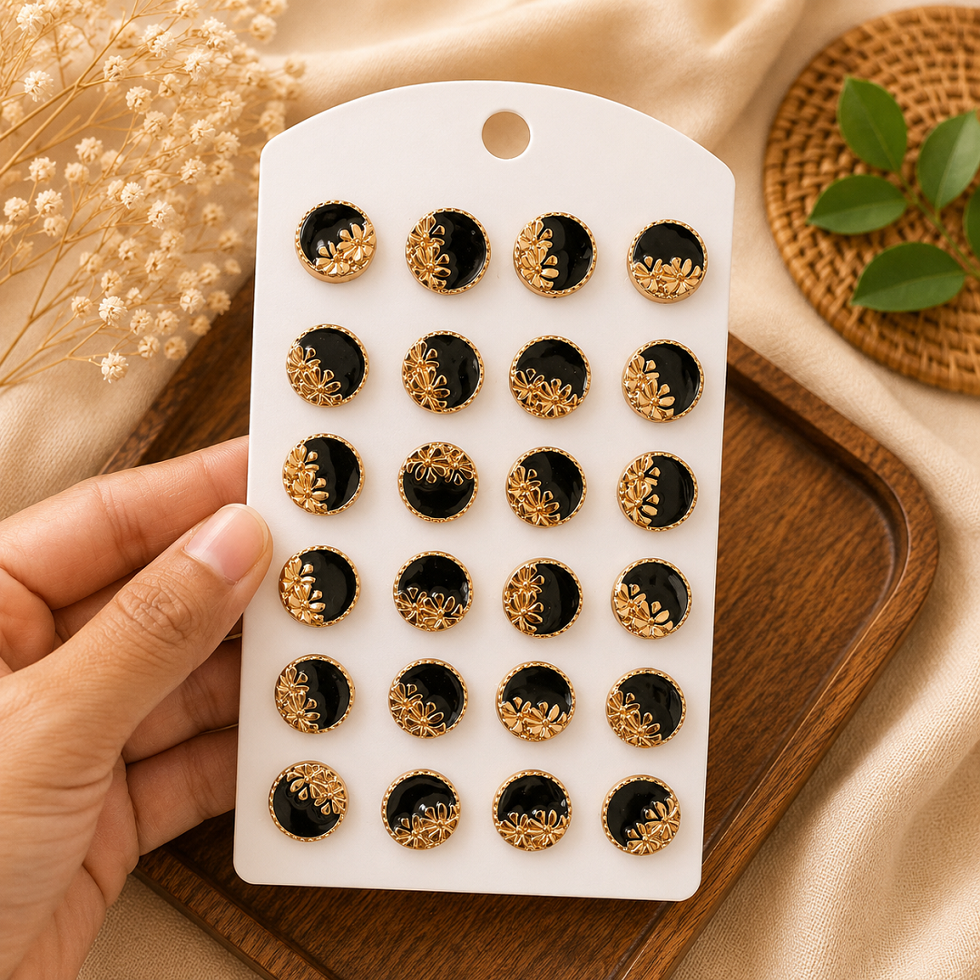 ✨ Premium 12 Pair Round Floral Stud Earrings Set | Wholesale Price ₹120 (Pack of 12 Pairs)