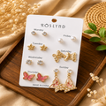 Premium Butterfly & Pearl Earrings Set | Wholesale Price ₹360 | Pack of 6 sets