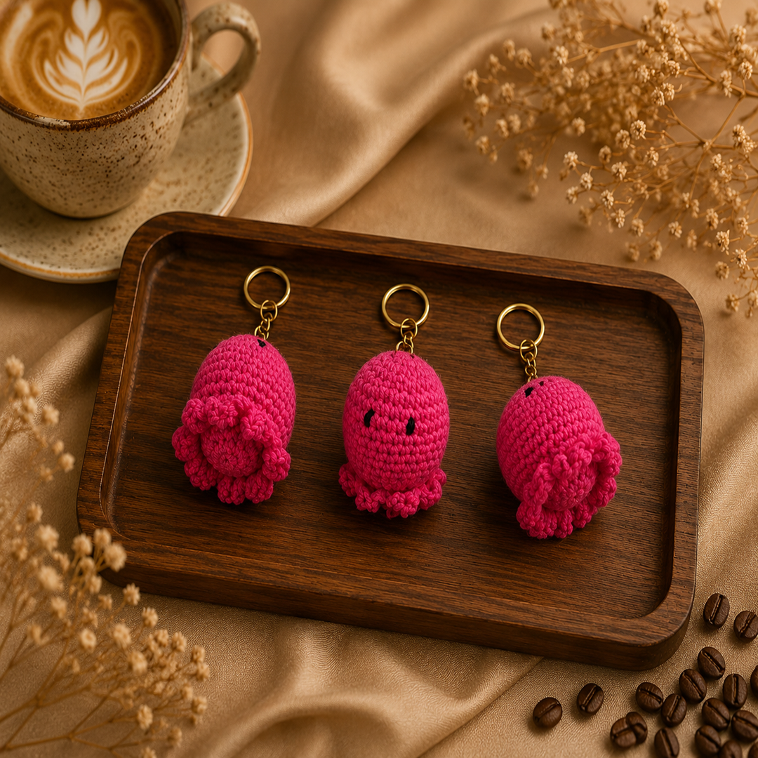 Premium Crochet Octopus Keychain – Pack of 3 Pcs | Wholesale Price ₹240