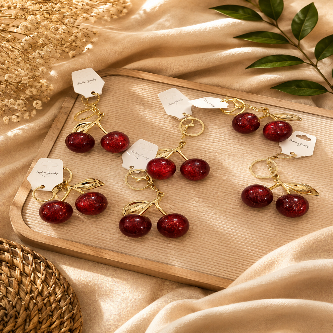 Cherry Keychain Pack of 6 Pcs – Premium Fashion Keychain | Wholesale Price ₹450
