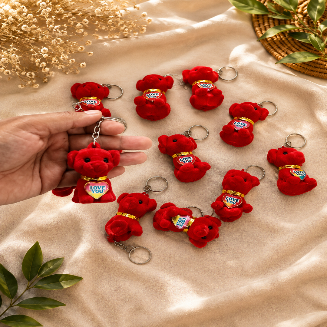 Dog Keychain Pack of 12 Pcs – Cute Plush Dog Keychain | Wholesale Price ₹96