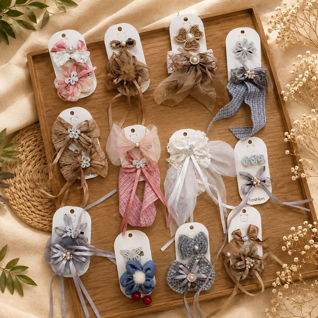 Kids Fancy & Stylish Eleganter Hair Clips – 2 Pc Pack | 12 Cards