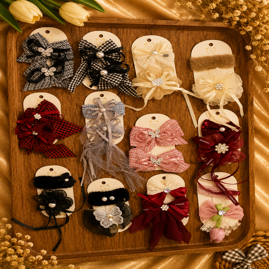 Kids Fancy & Stylish Eleganter Hair Clips – 2 Pc Pack | 12 Cards