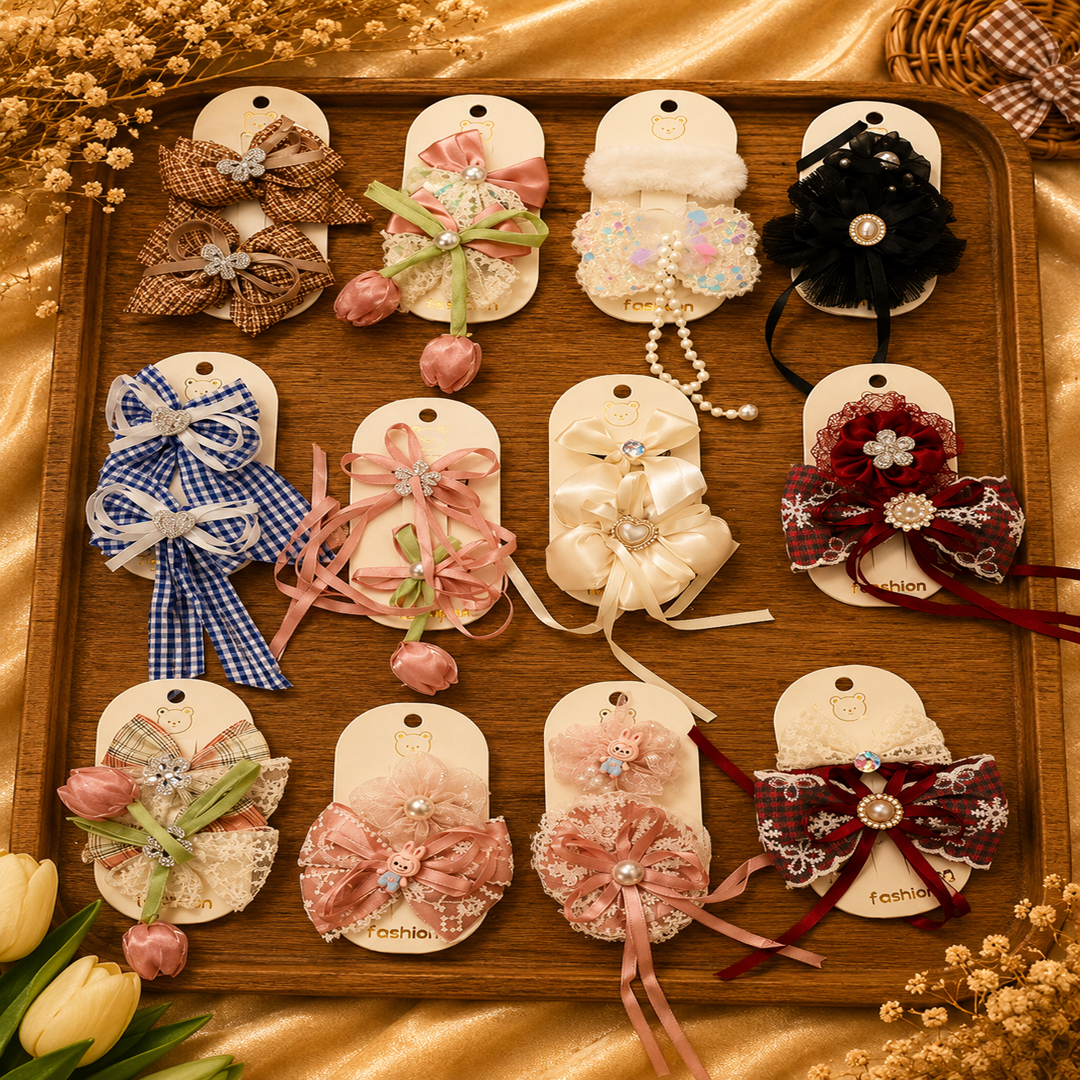 Kids Fancy & Stylish Eleganter Hair Clips – 2 Pc Pack | 12 Cards