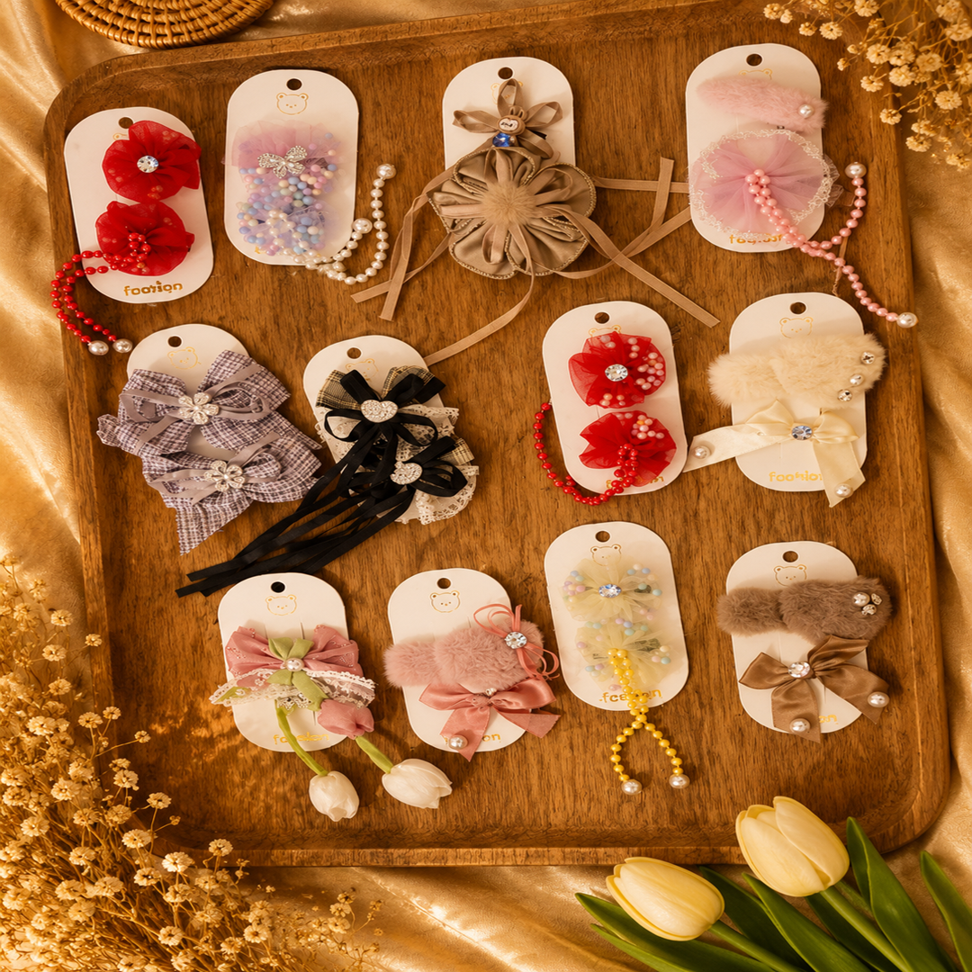 Kids Fancy & Stylish Eleganter Hair Clips – 2 Pc Pack | 12 Cards