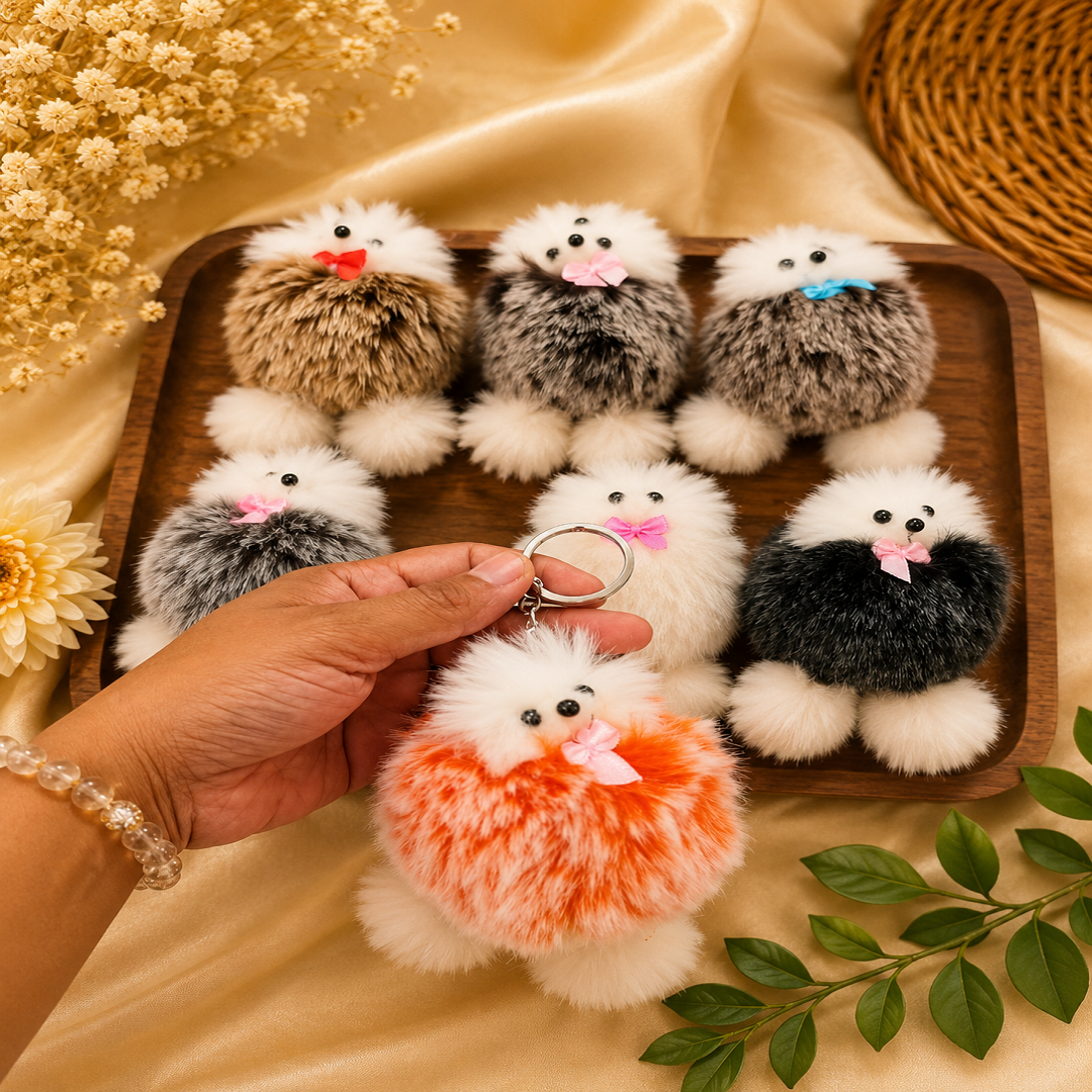 Cute Fur Animal Keychain Pack of 12 Pcs | Wholesale Price ₹360
