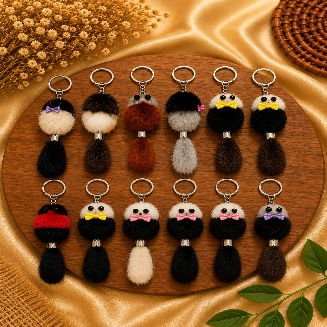 Cute Fur Animal Keychain Pack of 12 Pcs | Wholesale Price ₹192
