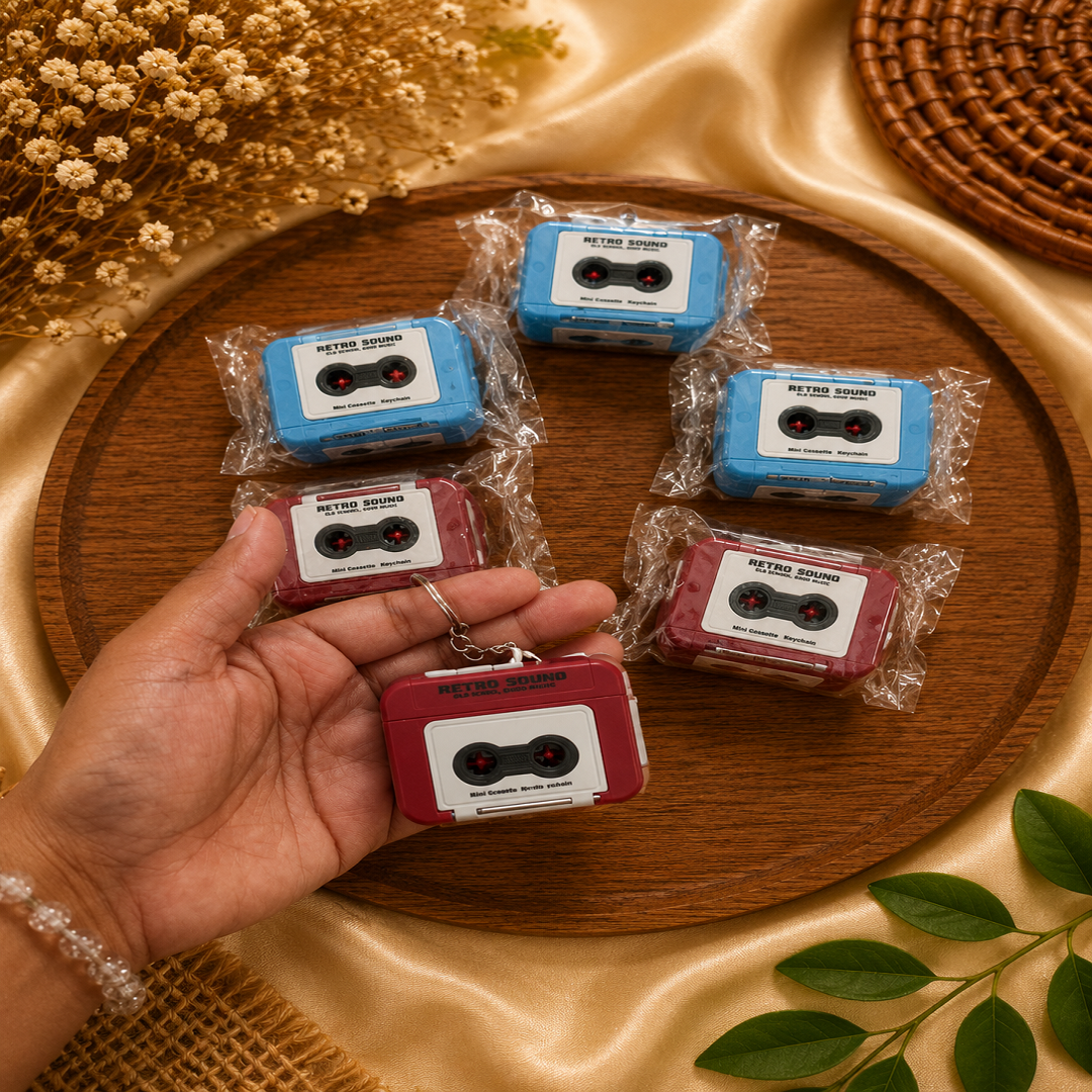 Vintage Cassette Tape Keychain Pack of 6 Pcs | Wholesale Price ₹480