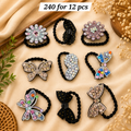 Premium Multicolour Stone Hair Rubber Bands – Pack of 12 Pcs | Wholesale Price ₹240