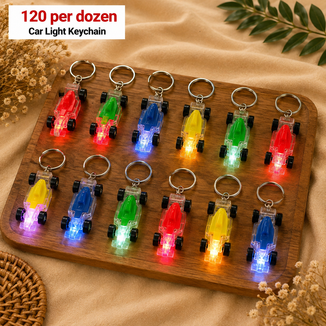 Car Light Keychain Pack of 12 Pcs – LED Flashing Mini Car Keychain | Wholesale Price ₹120 per Dozen