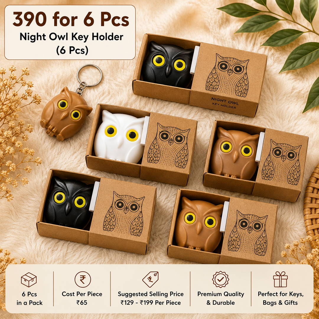 Night Owl Key Holder Pack of 6 Pcs – Cute Owl Wall Key Holder | Wholesale Price ₹390 per Pack