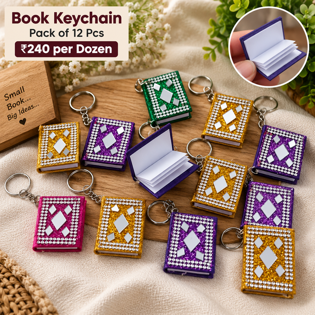 Book Keychain Pack of 12 Pcs – Mini Notebook Keychain | Wholesale Price ₹240 per Dozen