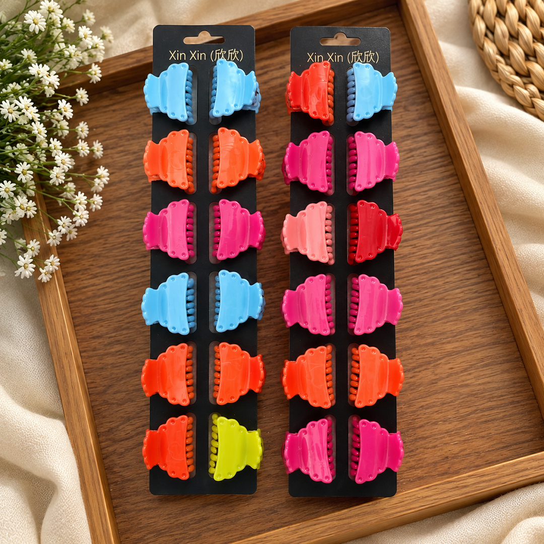 Mini Hair Claw Clips Pack of 24 Pcs – Colorful Hair Clips | Wholesale Price ₹120 per Pack