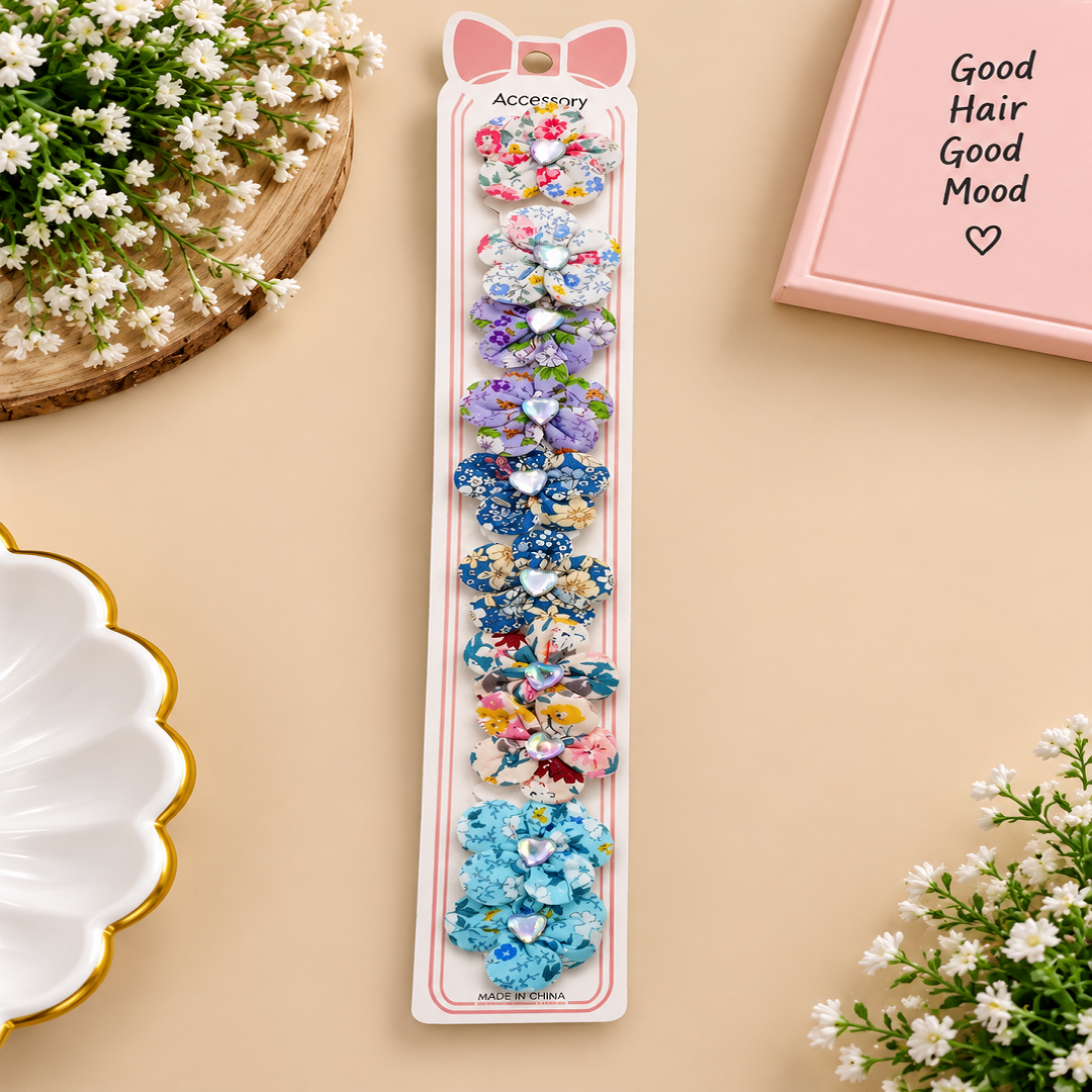 🌸 Premium Floral Bow Hair Clips Combo Pack of 10 Pcs | Cute Flower & Bow Hair Accessories | Wholesale Price ₹120