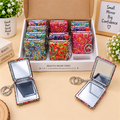 Premium Printed Pocket Mirror Keychain – Pack of 12 Pcs | 2-in-1 Plain & Magnifying Mirror | Stylish Assorted Designs | Wholesale Price ₹900