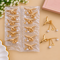 Premium Golden Metal Pearl Hair Clips Pack of 12 Pcs | Butterfly Charm & Pearl Chain Design | Stylish Hair Accessories | Wholesale Price ₹540