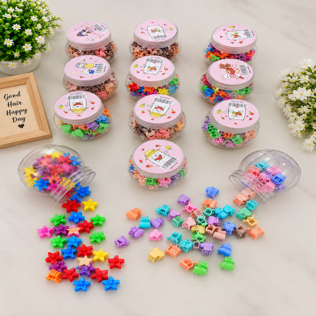 Cute Mini Hair Clips Combo | 50 Pcs Per Box | 12 Boxes Set | Assorted Colorful Hair Clips | Wholesale Price ₹480