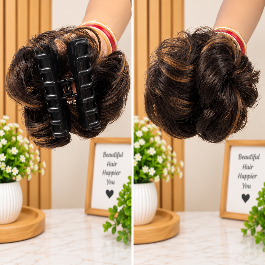 Highlight 2 Flower Claw Hair Extension – Premium Hair Bun Extension | Wholesale Price ₹50 per Piece