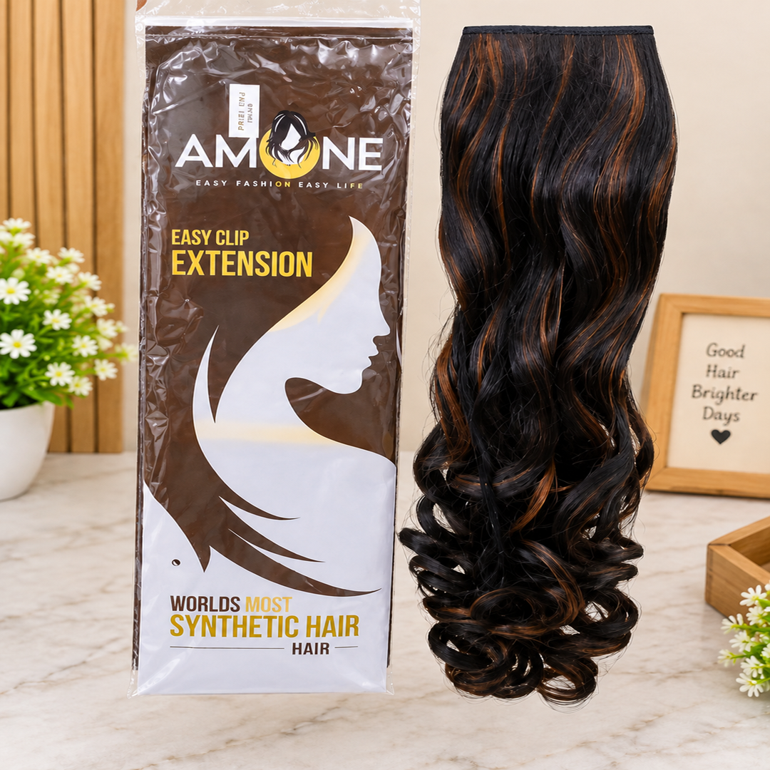 Dark Brown Hair Extension with Hazelnut Highlights – Hand Curly | Heavy Pouch Packing | Wholesale Price ₹380 per Piece