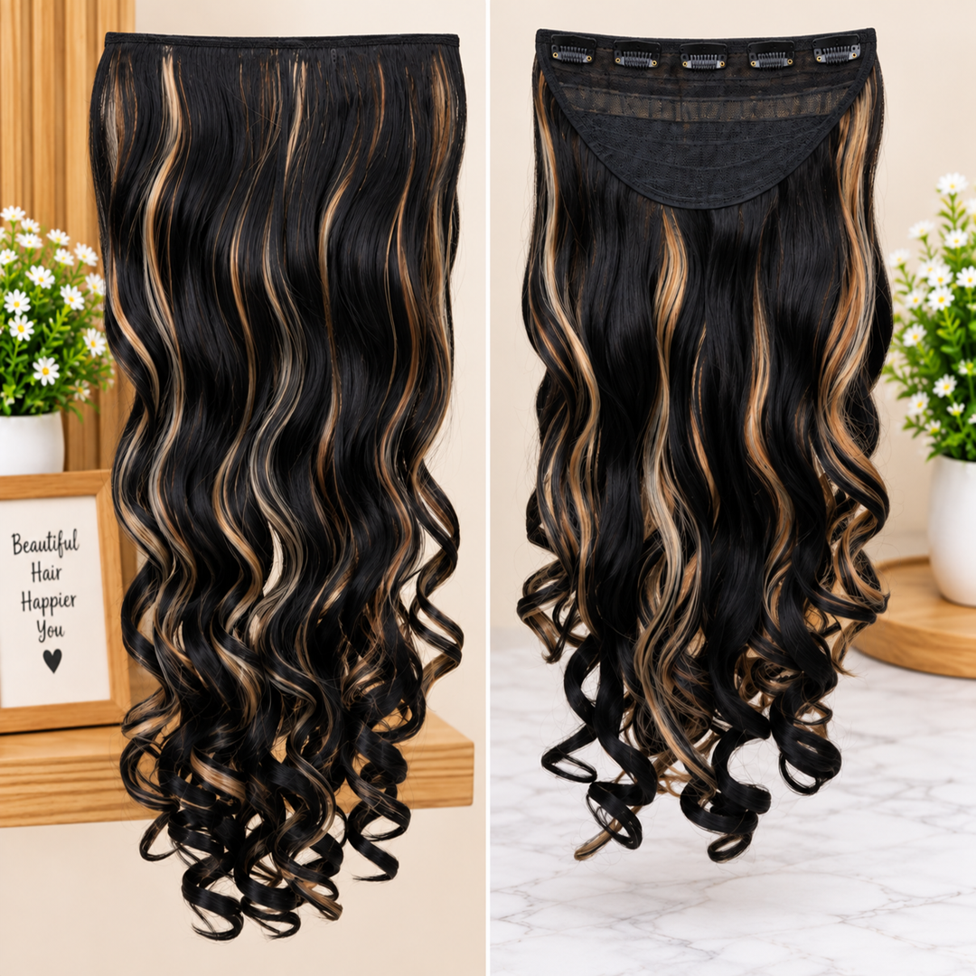 Ash with Dark Brown Hand Curly Hair Extension – Heavy Pouch Packing | Wholesale Price ₹380 per Piece