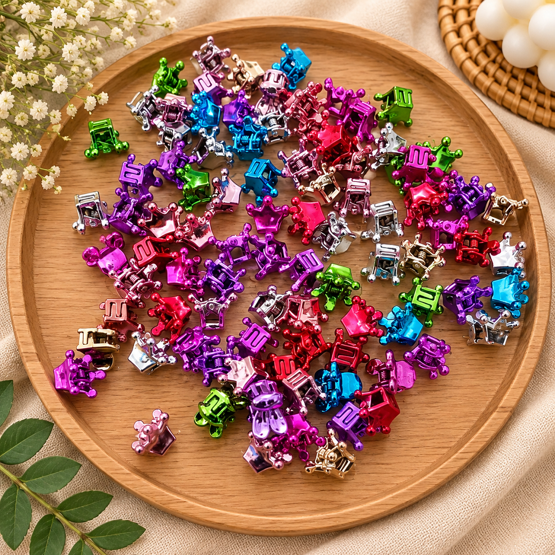 Mini Metal Hair Claw Clips Pack of 100 Pcs – Assorted Colours | Wholesale Price ₹180