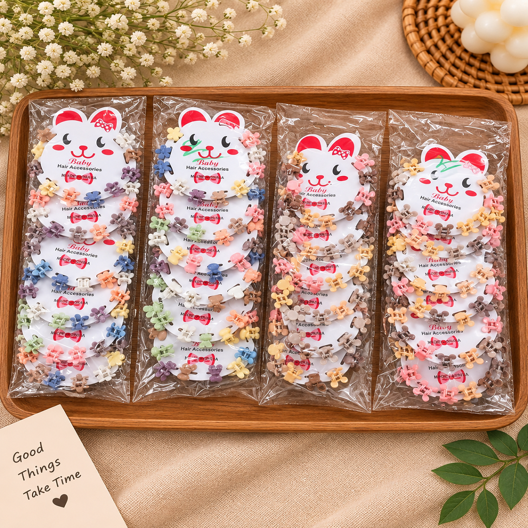 Baby Mini Hair Clips – Pack of 12 Cards (10 Pcs Per Card) | Wholesale Price ₹96