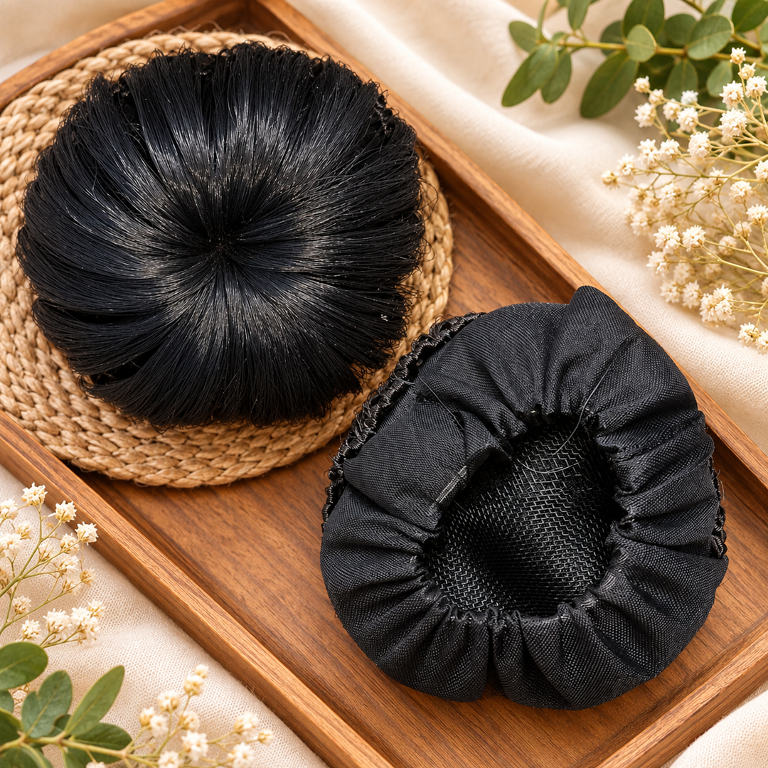 Natural Topi Juda Hair Extension Pack of 1 Pc – Black & Brown | Wholesale Price ₹80 per Piece