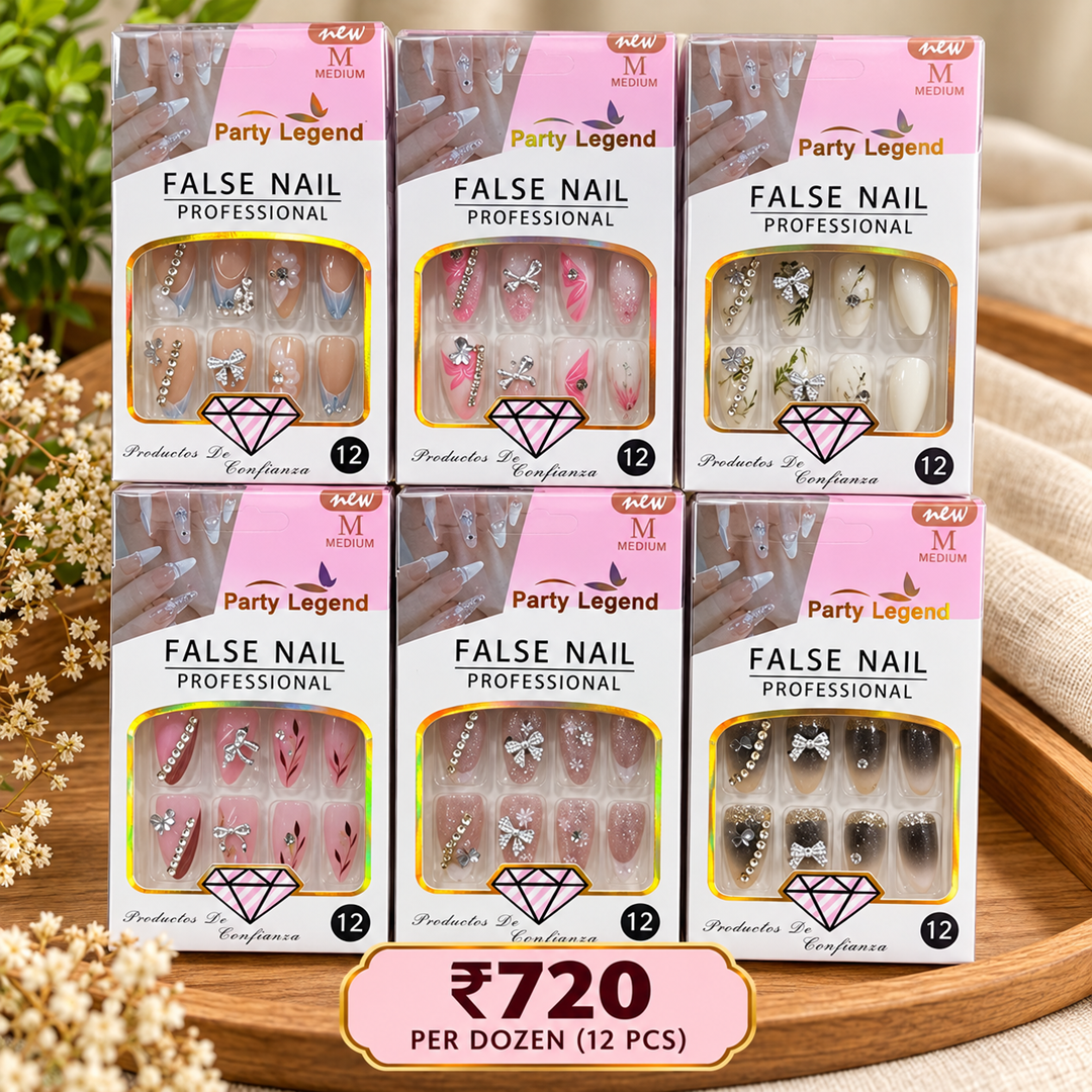 Korean Press-On Nails – Pack of 12 Pcs | Wholesale Price ₹720 per Dozen