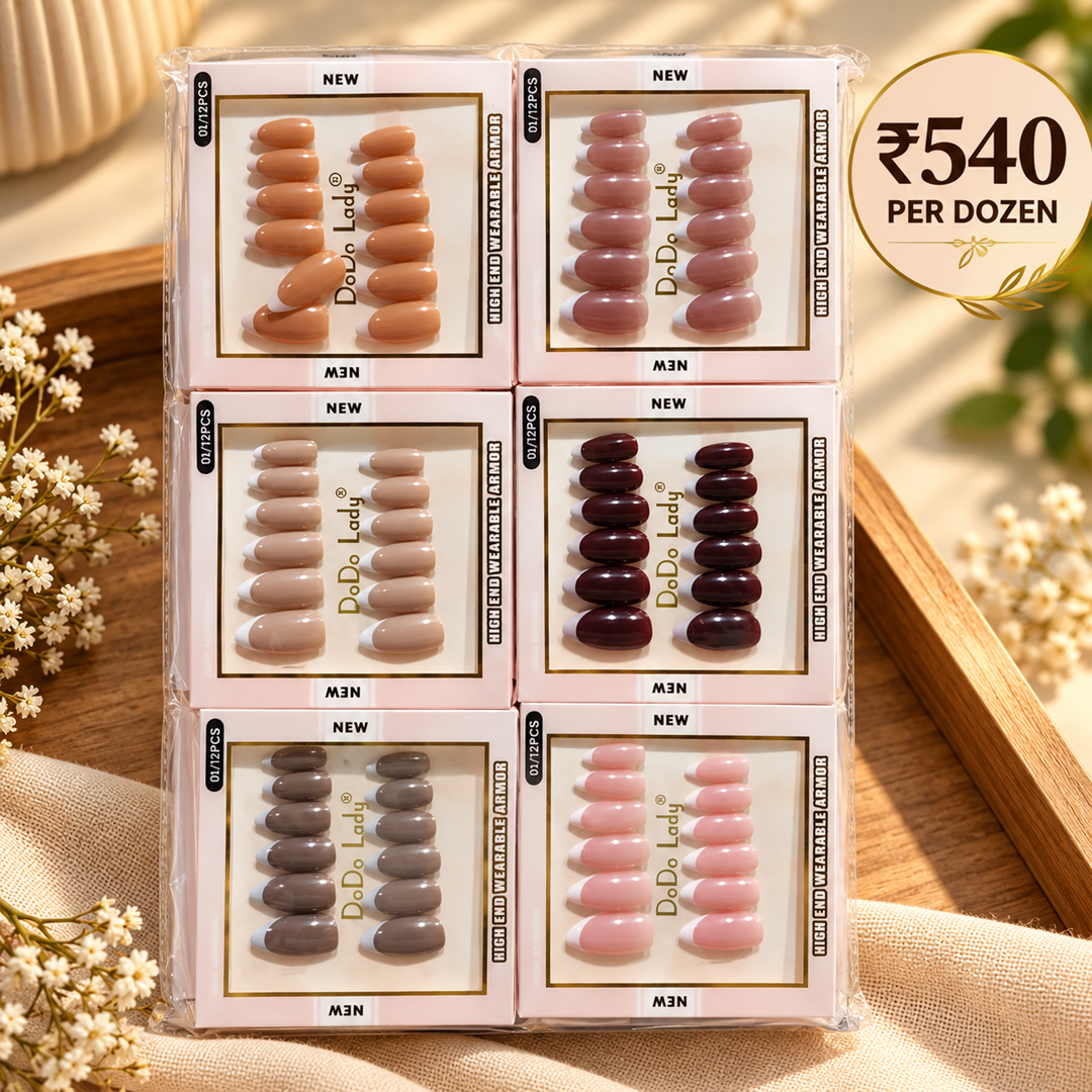 Press-On Nails Korean Style – Pack of 12 Pcs | Wholesale Price ₹540 per Dozen