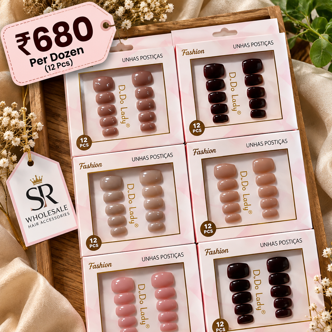 **Korean Press On Nails Pack of 12 Pcs – Trendy Nail Set | Wholesale Price ₹680 per Dozen**